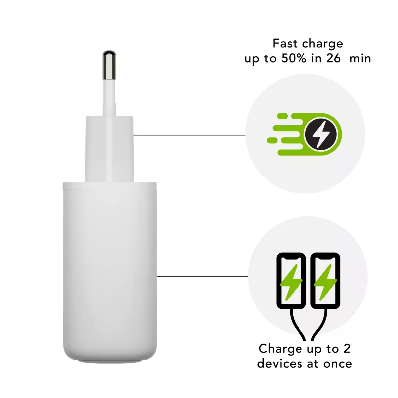 dbramante1928 re-charge Pro - EU sienas lādētājs 2x USB-C 20W - W