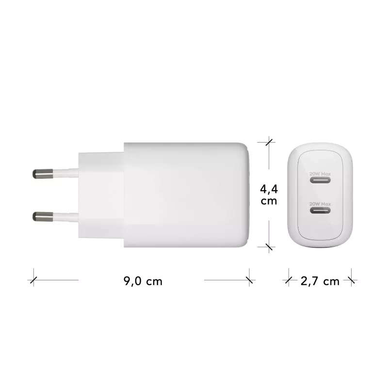 dbramante1928 re-charge Pro - EU sienas lādētājs 2x USB-C 20W - W