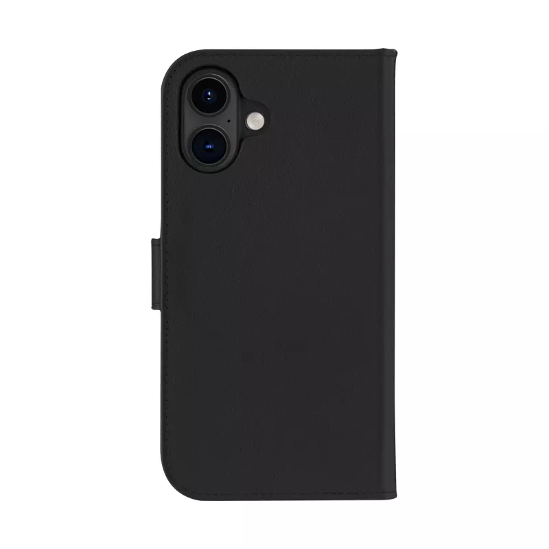 Ādas vāciņš ar aploku dbramante1928 Lynge MagSafe priekš iPhone 16 Plus — Melna, 3 karšu kabatiņas, 6.7 collas