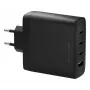 dbramante1928 re-charge IT EU sienas lādētājs — 3× USB-C (kopējā 140 W) + 1× USB-A, iekštelpām, maiņstrāvas, melns