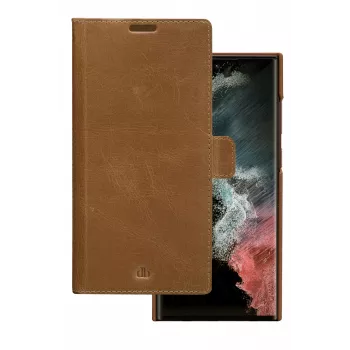Folio futrālis dbramante1928 Lynge Samsung Galaxy S22 Ultra, iedeguma krāsā, piemērots ekrāniem līdz 17,3 cm (6,8 collām), galda statīvs