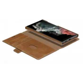 Folio futrālis dbramante1928 Lynge Samsung Galaxy S22 Ultra, iedeguma krāsā, piemērots ekrāniem līdz 17,3 cm (6,8 collām), galda statīvs