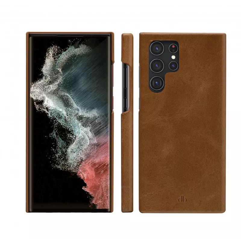 Folio futrālis dbramante1928 Lynge Samsung Galaxy S22 Ultra, iedeguma krāsā, piemērots ekrāniem līdz 17,3 cm (6,8 collām), galda statīvs