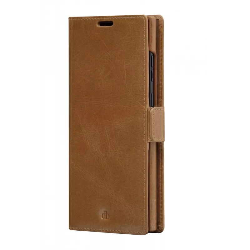 Folio futrālis dbramante1928 Lynge Samsung Galaxy S22 Ultra, iedeguma krāsā, piemērots ekrāniem līdz 17,3 cm (6,8 collām), galda statīvs