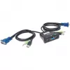Manhattan KVM slēdzis Mini 2-portu, 2x USB-A, kabeļi iekļauti, audio atbalsts, vadība 2 datoriem no vienas peles/klaviatūras/ekrāna, melns, mūža garantija, iepakots kastē