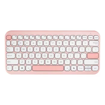Bezvadu ASUS Marshmallow KW100 75% Bluetooth klaviatūra — QWERTZ vācu, šķērveida slēdži, rozā