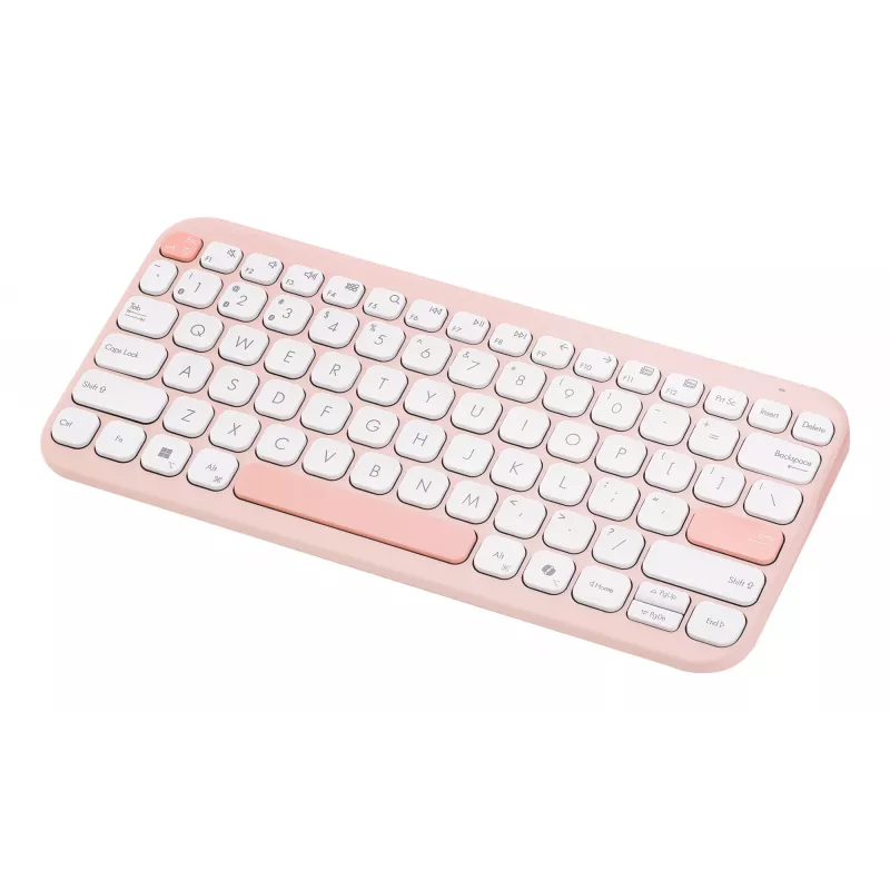 Bezvadu ASUS Marshmallow KW100 75% Bluetooth klaviatūra — QWERTZ vācu, šķērveida slēdži, rozā