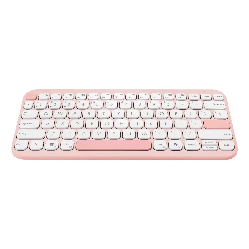 Bezvadu ASUS Marshmallow KW100 75% Bluetooth klaviatūra — QWERTZ vācu, šķērveida slēdži, rozā
