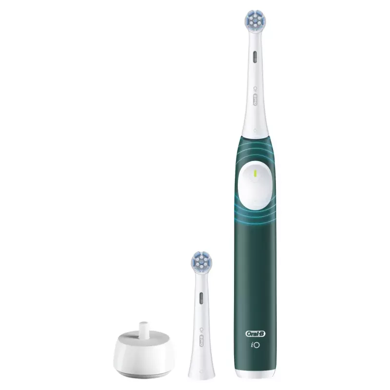 Electric toothbrush BRAUN iO2 — rechargeable adult toothbrush, 3 modes, pressure sensor, 2 brush heads, Forest zaļa
