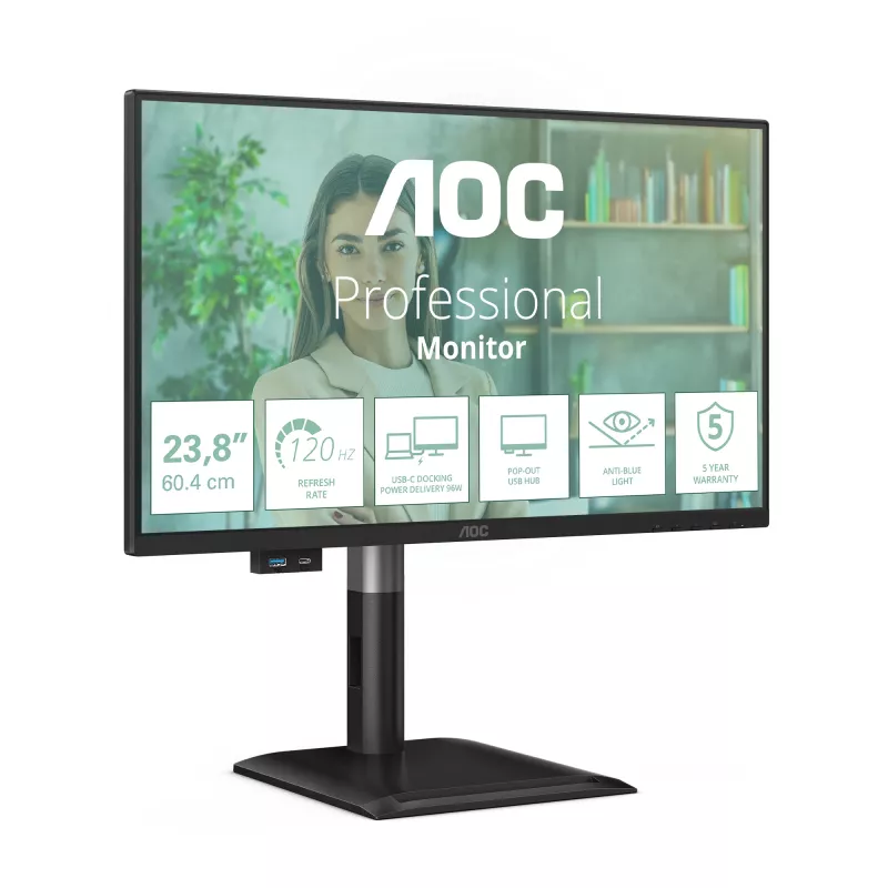 AOC 24P4CV datora monitors 60,5 cm (23,8 collas) 1920 x 1080 pikseļi Full HD LED melns