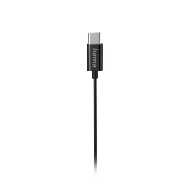 Hama Curly austiņas ar vadu, ievietojamas, zvaniem/mūzikai, USB Type-C, melnas