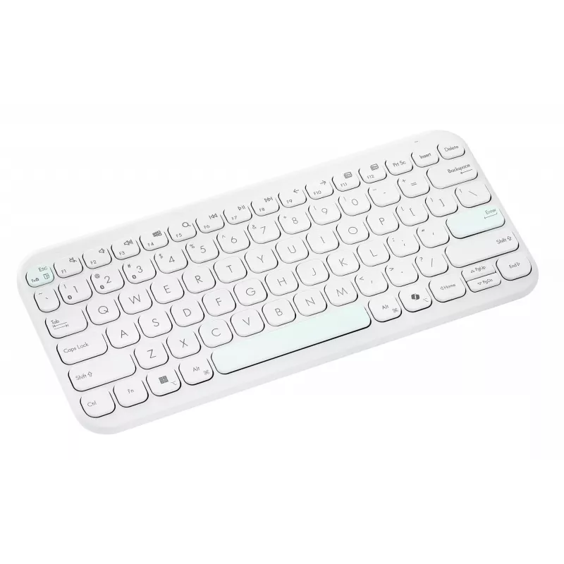 Bezvadu Bluetooth tastatūra ASUS KW100 Marshmallow — 75% izkārtojums, QWERTZ, šķērveida slēdži, balta