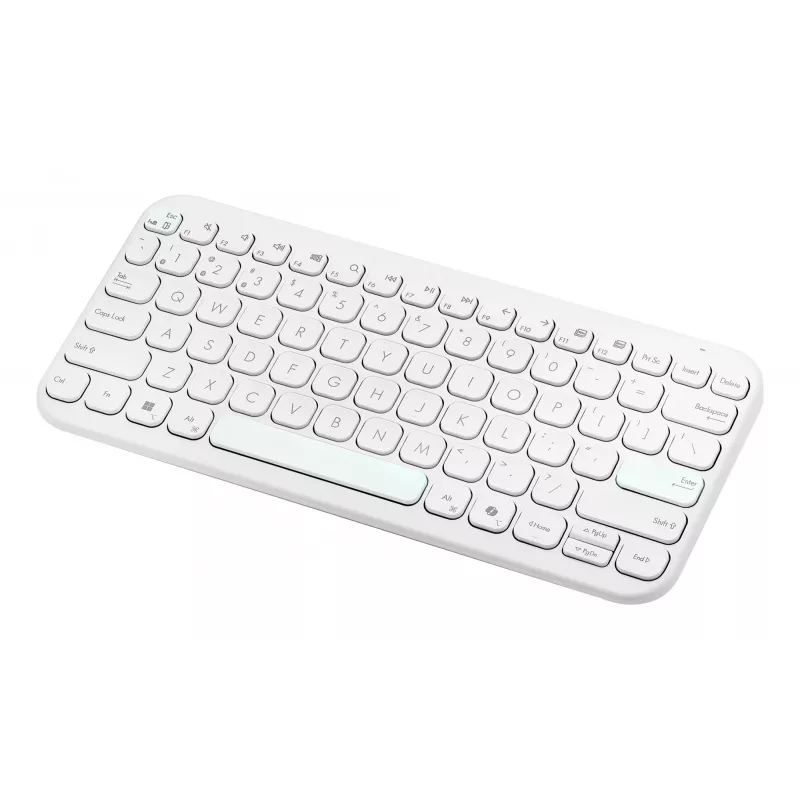 Bezvadu Bluetooth tastatūra ASUS KW100 Marshmallow — 75% izkārtojums, QWERTZ, šķērveida slēdži, balta