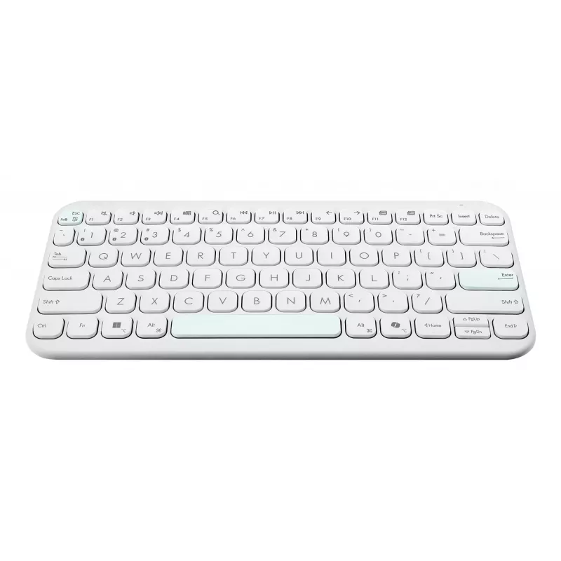 Bezvadu Bluetooth tastatūra ASUS KW100 Marshmallow — 75% izkārtojums, QWERTZ, šķērveida slēdži, balta