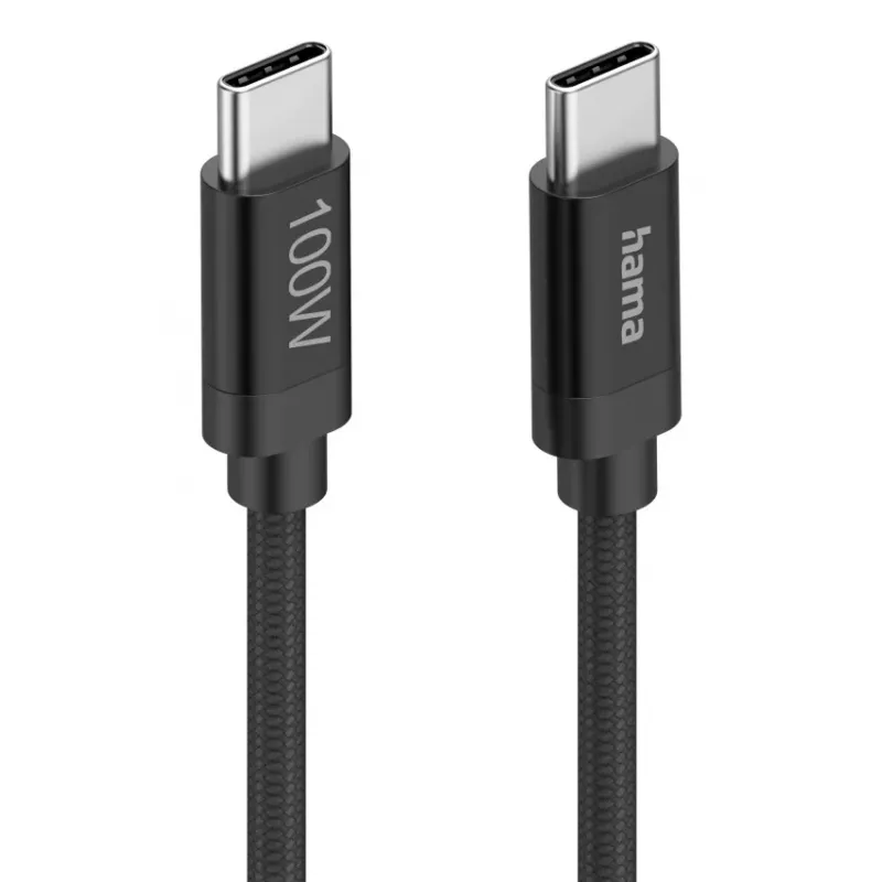 Hama Fabric USB kabelis USB 2.0 1.5 m USB C Melns