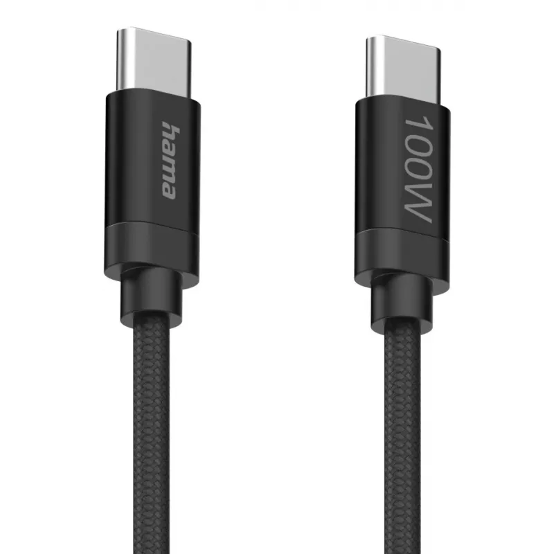Hama Fabric USB kabelis USB 2.0 1.5 m USB C Melns