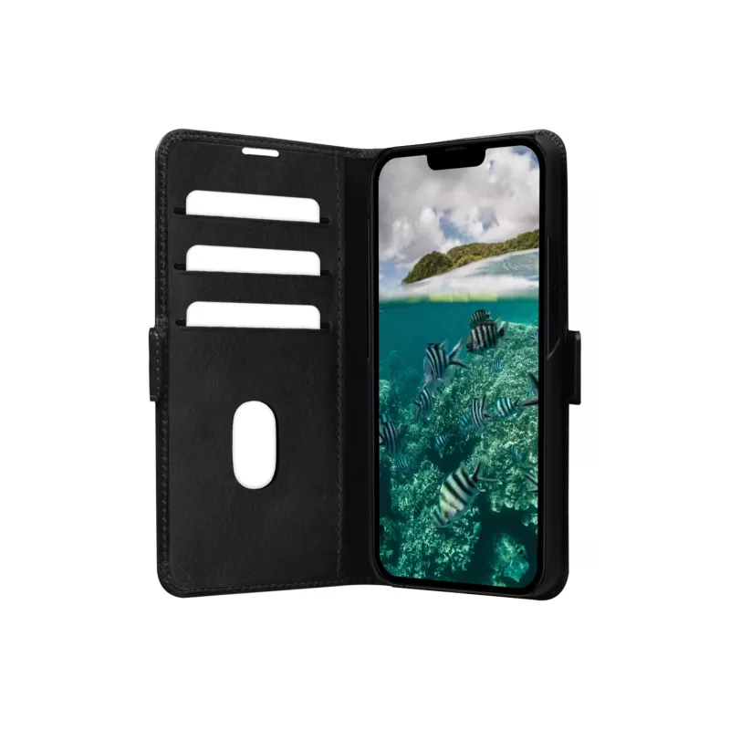 Wallet case dbramante1928 Copenhagen for iPhone 14 Plus (6.7 inch) — Melns, 3 card pockets, desktop stand