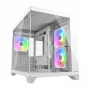 Mini Tower PC Case Cougar FV150 ARGB balta — Micro-ATX / Mini-ITX, sānu logs, 2x120 mm + 1x120 mm ventilatori, 2,5 collu un 3,5 collu nodalījumi