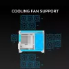 Mini Tower PC Case Cougar FV150 ARGB balta — Micro-ATX / Mini-ITX, sānu logs, 2x120 mm + 1x120 mm ventilatori, 2,5 collu un 3,5 collu nodalījumi