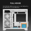 Mini Tower PC Case Cougar FV150 ARGB balta — Micro-ATX / Mini-ITX, sānu logs, 2x120 mm + 1x120 mm ventilatori, 2,5 collu un 3,5 collu nodalījumi