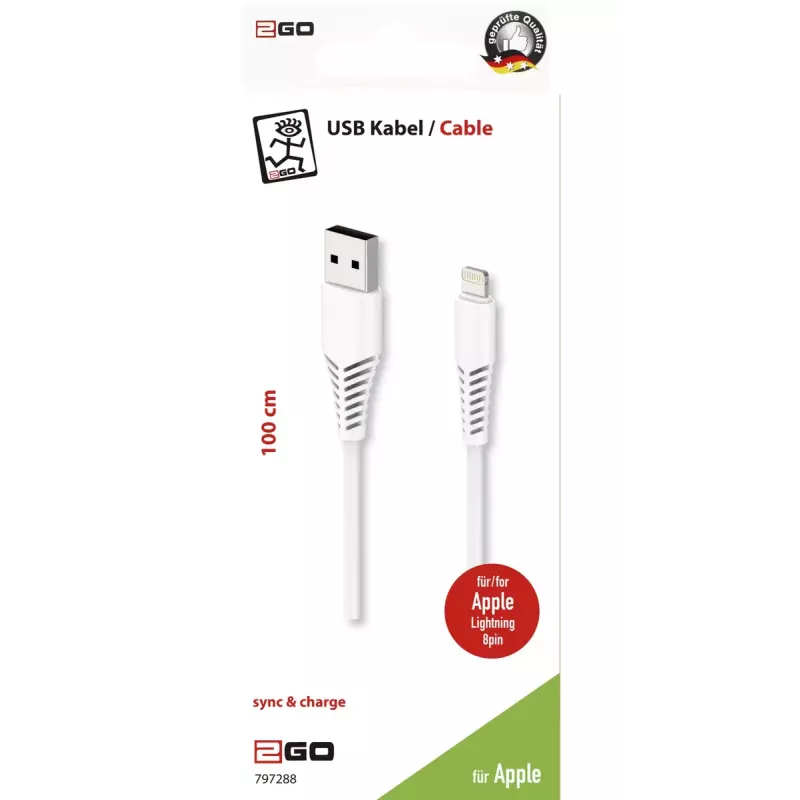 Lightning kabelis 2GO 797288 1 m Balts USB B