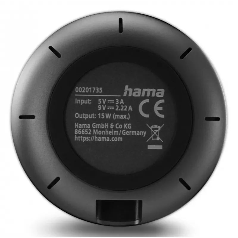 Hama 00201735 mobilo ierīču lādētājs Viedtālrunis Melns USB Bezvadu uzlāde Ātrā uzlāde Iekštelpām