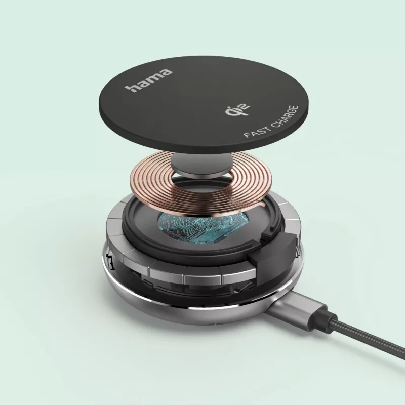 Hama 00201735 mobilo ierīču lādētājs Viedtālrunis Melns USB Bezvadu uzlāde Ātrā uzlāde Iekštelpām