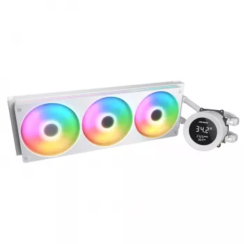 Universāls šķidruma CPU dzesētājs Cougar Poseidon Vistek 360, ARGB, 120 mm ventilatori, balts, atbalsta LGA1700/AM5