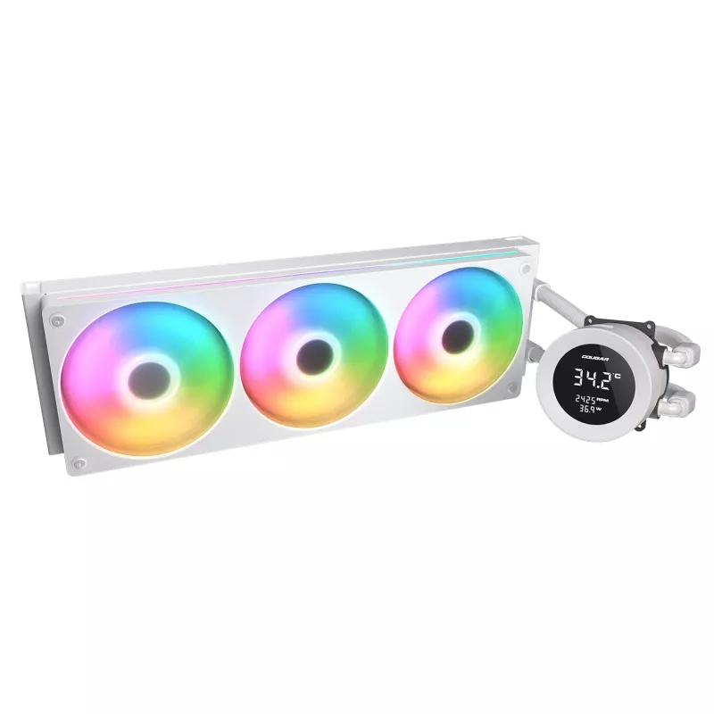 Universāls šķidruma CPU dzesētājs Cougar Poseidon Vistek 360, ARGB, 120 mm ventilatori, balts, atbalsta LGA1700/AM5