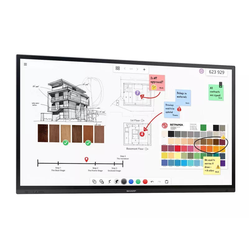 Sharp PN-LA752 Digital signage plakans panel 190.5 cm (75 inch) LCD 500 cd/m² 4K Ultra HD Melns Touchscreen 24/7