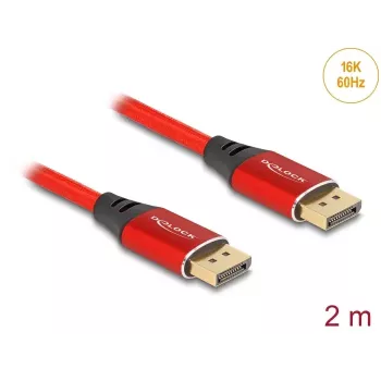 DeLOCK DisplayPort kabelis 16K 60 Hz 2 m sarkans metāla