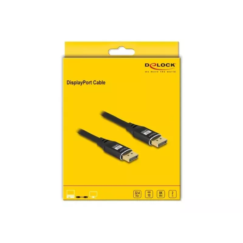 DeLOCK DisplayPort kabelis 8K 60 Hz 2 m Melns Metāls