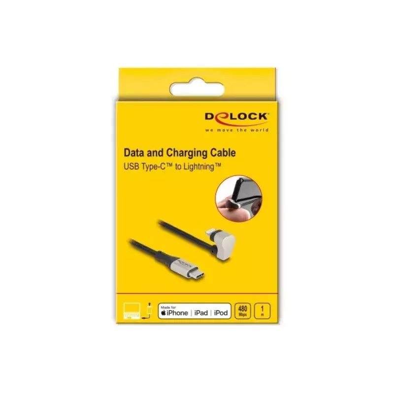 Datu un lādēšanas kabelis DeLOCK USB Type-C uz Lightning 1 m 3 A