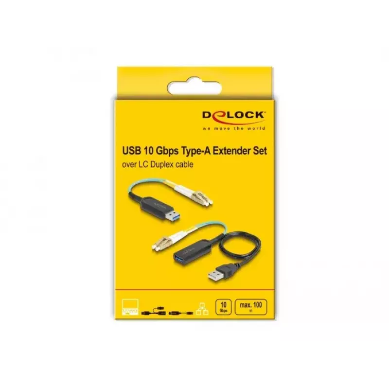 DeLOCK USB paplašinātāja komplekts Type-A 10 Gbps 0.2m melns 66466
