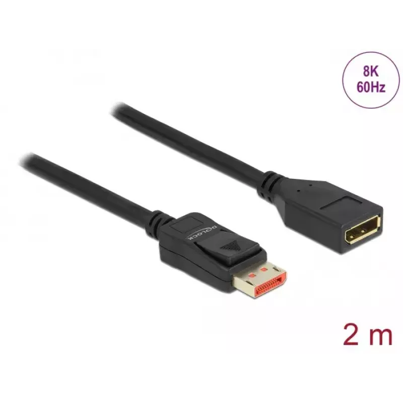 DisplayPort pagarinātāja kabelis DeLOCK 8K 60 Hz 2 m