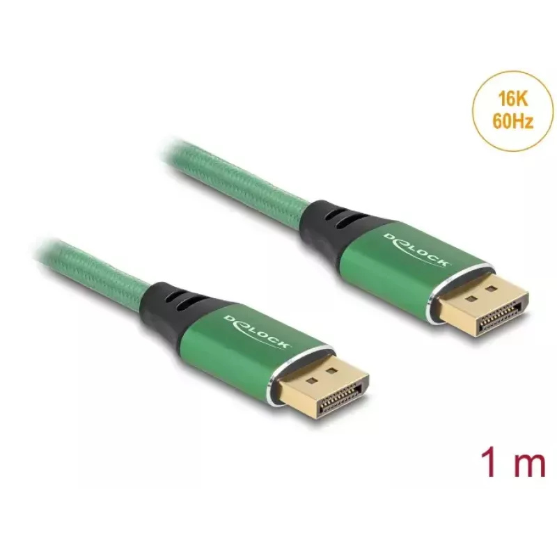 DeLOCK DisplayPort kabelis 16K 60 Hz 1 m zaļš metāla