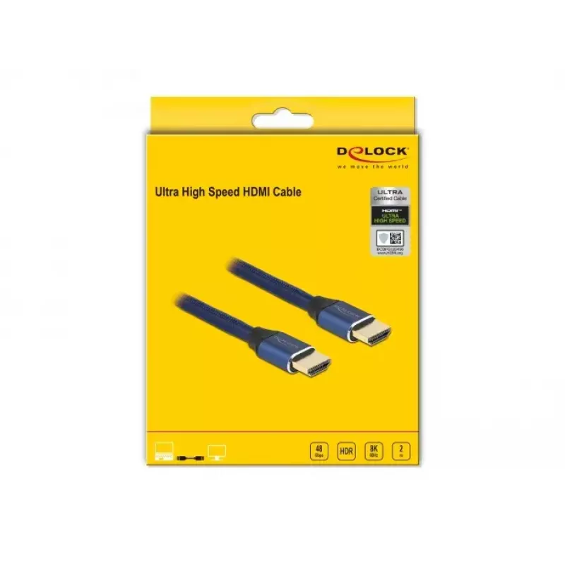 HDMI kabelis DeLOCK Ultra High Speed 48 Gbps 8K 60 Hz 2 m