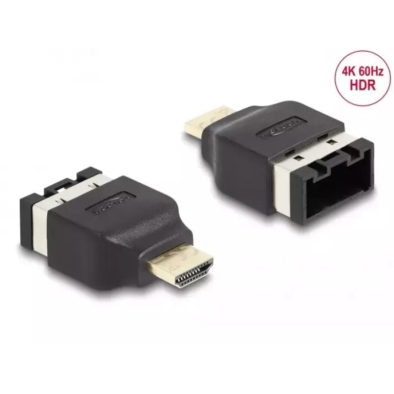 DeLOCK HDMI automobiļu adapteris HDMI-E ligzda uz HDMI-A spraudnis 4K 60 Hz