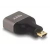 DeLOCK HDMI Adapter Micro-D male to A female 8K 60 Hz pelēka metal