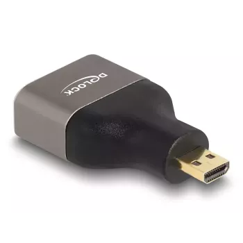DeLOCK HDMI Adapter Micro-D male to A female 8K 60 Hz pelēka metal