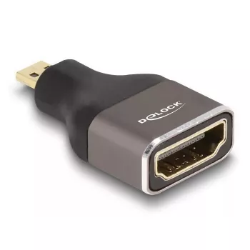 DeLOCK HDMI Adapter Micro-D male to A female 8K 60 Hz pelēka metal