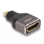 DeLOCK HDMI Adapter Micro-D male to A female 8K 60 Hz pelēka metal