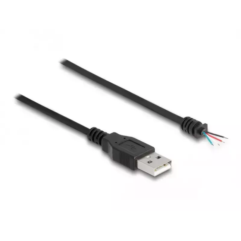 DeLOCK USB 2.0 Type-A spraudnis uz 4 atvērtiem vadiem 1 m melns