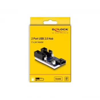 DeLOCK USB 2.0 pin header male Hub 2 Port Melns Blue