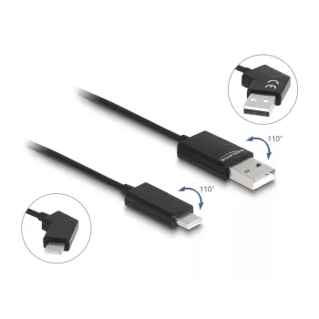 DeLOCK USB 2.0 kabelis, Type-A vīr. uz USB Type-C vīr., grozāms, 60 W, 1,2 m