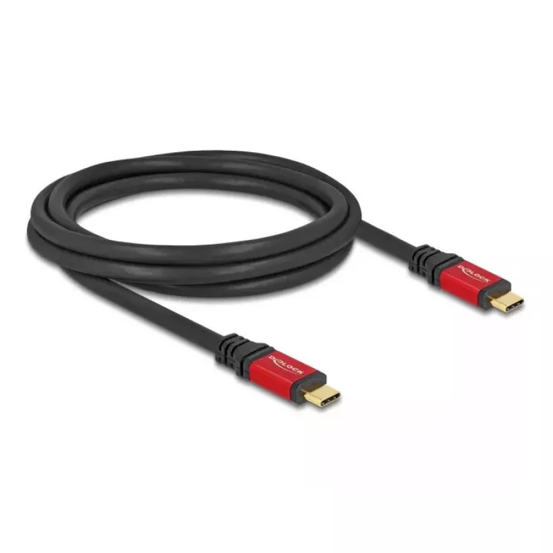 DeLOCK USB 2.0 kabelis USB Type-C vīrišķais uz vīrišķo PD 3.0 100 W 2 m sarkans metāls