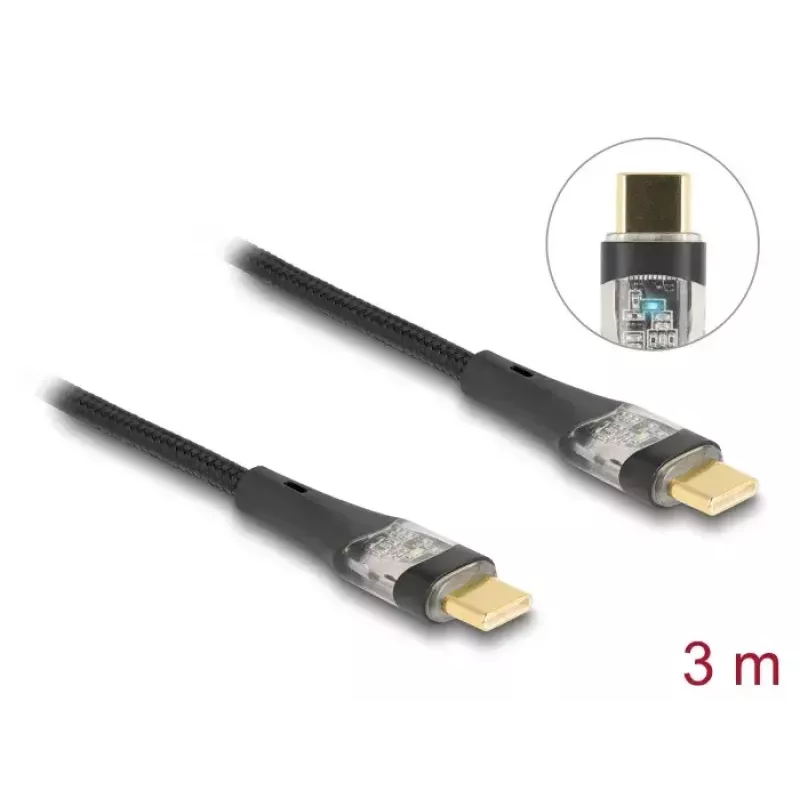 DeLOCK USB 2.0 datu un ātrās uzlādes kabelis 3 m 100 W