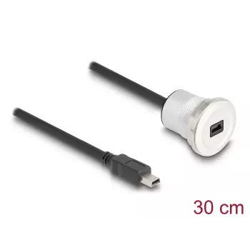 USB kabelis DeLOCK 88186 0.3 m Mini-USB B melns sudrabains