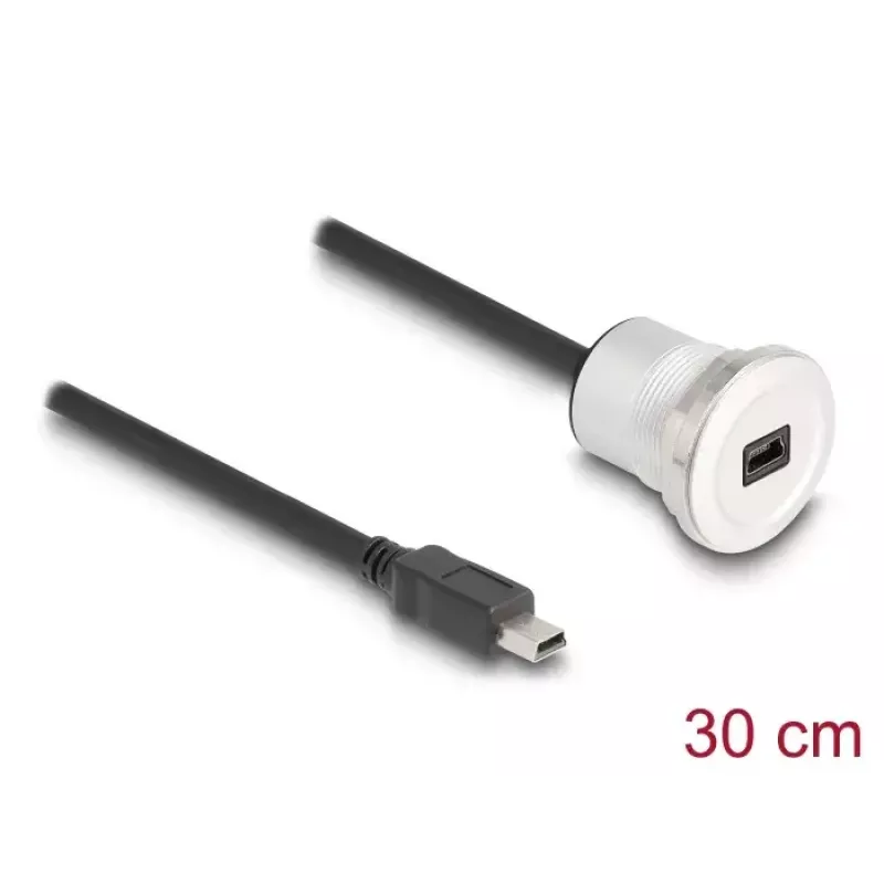 USB kabelis DeLOCK 88186 0.3 m Mini-USB B melns sudrabains
