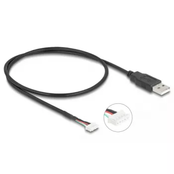 DeLOCK USB kabelis USB 2.0 0,6 m USB A 5 kontaktu spaiļu bloks Melns